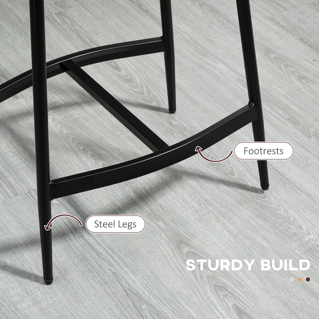 HOMCOM Zestaw 2 Hokerów, Pikowane Siedzenia, Stalowa Rama, 120 kg Obciążenie, Szary