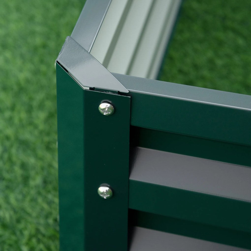 Outsunny Ogród Podwyższone Łóżko Ogrodowe z Stalową Obudową Zielone 120x120x30cm Idealne dla Roślin | Aosom PL