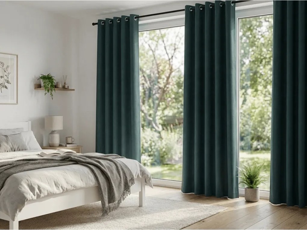 Niebieskozielona zasłona OXFORD 140x250 cm Zawieszanie: Taśma z wiązaniami