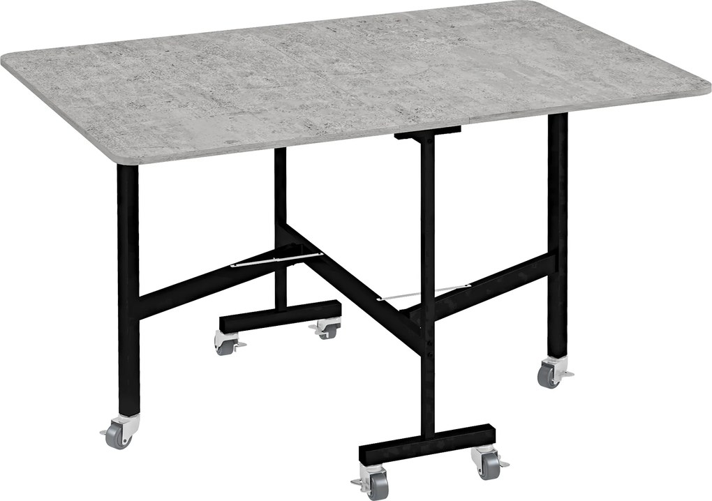 HOMCOM Składany stół na kółkach dla 4-6 osób stelaż stalowy szary 52,5-120x80x73 cm | Aosom PL