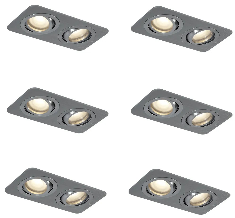 Zewnetrzna Zestaw 6 zaokrąglonych reflektorów wpuszczanych Gunmetal GU10 50mm Regulowane IP44 2-źródła światła - Alberto Nowoczesny Oswietlenie zewnetrzne