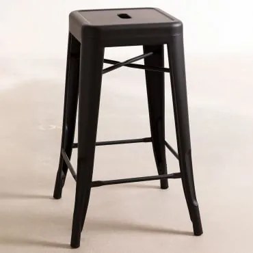 Wysokie, Sztaplowane Krzesło Stalowe Lix Czarny Matowy & ↑65 Cm - Sklum