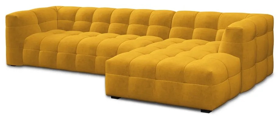 Żółty aksamitny narożnik Windsor &amp; Co Sofas Vesta, prawostronny