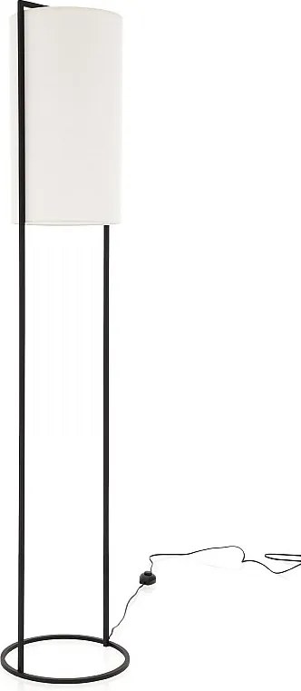 Lampa pod?ogowa SINTRA w nowoczesnym stylu - Wysoko?? 164 cm - E27 40W - klosz ø28 cm - kabel 2 metry - w??czanie i wy??czanie - stal i bawe?na - czarny