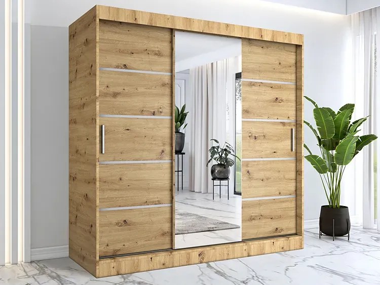 Szafa przesuwna 200 cm dąb artisan - Marmos 6X