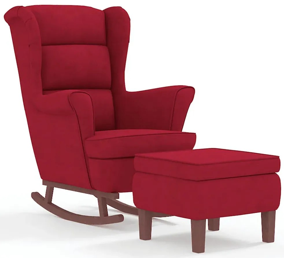 Czerwony fotel wypoczynkowy uszak na płozach + podnóżek R4-A20