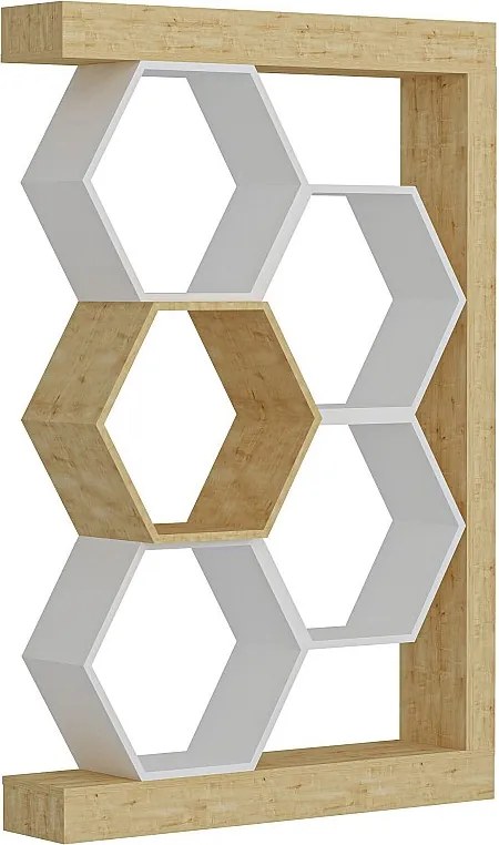 Nowoczesny regał w kolorze dębu i bieli, 90 x 24,6 x 140 cm | Płyta wiórowa pokryta melaminą w 100%, grubość 18 mm | Stylowe miejsce do prze