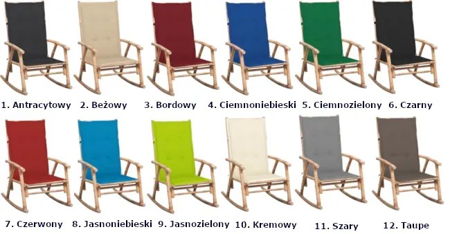 Bujany fotel bambusowy z bordową poduszką - Stella