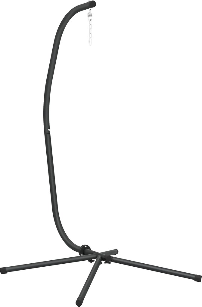 Outsunny Stelaż do foteli wiszących w kształcie litery C, Regulowany metalowy stojak z łańcuchem, Udźwig 150 kg, Czarny | Aosom PL