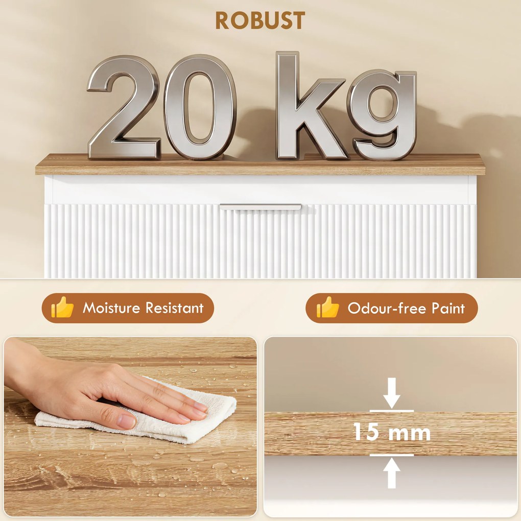 HOMCOM Szafka łazienkowa, 80 cm szafka z dwiema dużymi szufladami do umywalek z cokołem lub bez, Biała | Aosom PL