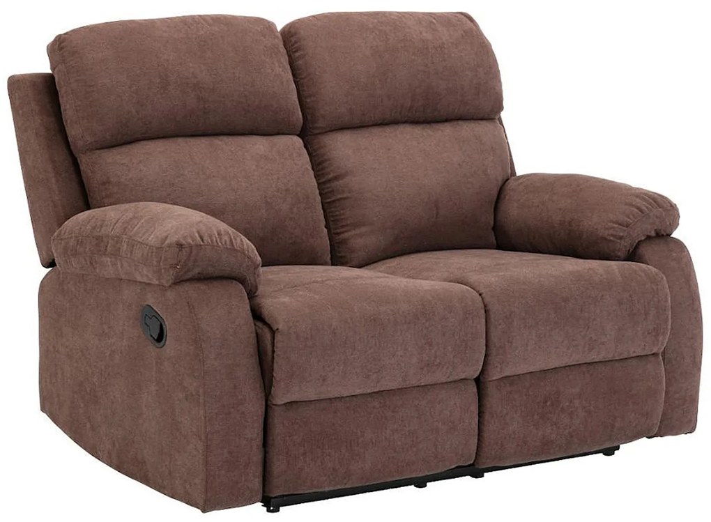 Kanapa 2-osobowa TOLZANO z tkaniny, z funkcją relax – kolor brązowy