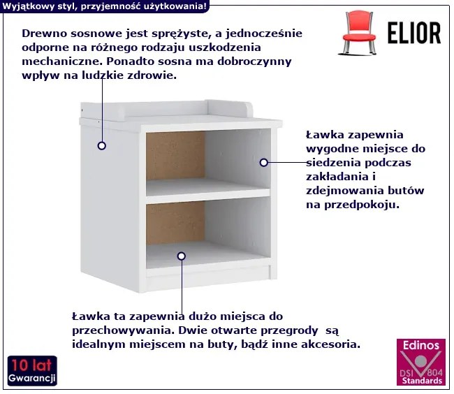 Mała szafka z siedziskiem biała - Marsa