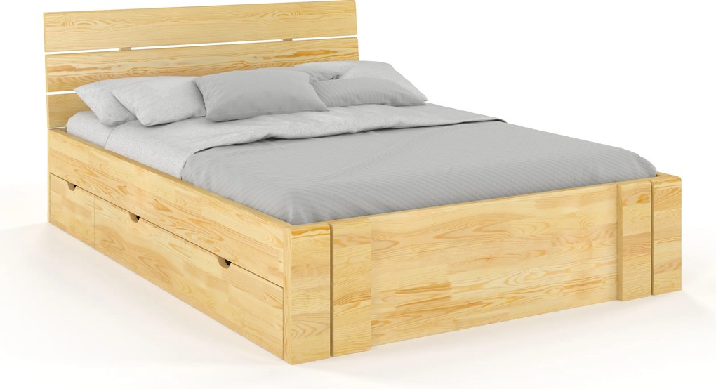 Łóżko sosnowe Visby Arhus High Drawers