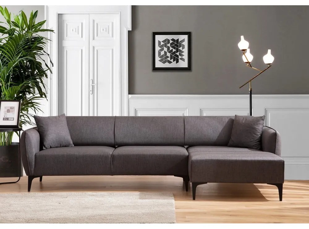 Ciemnoszara sofa narożna Belissimo, narożnik prawy – Balcab Home