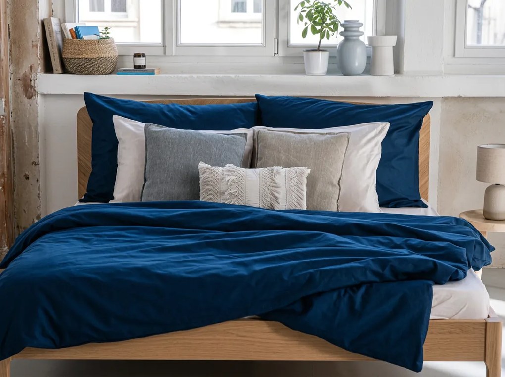 PrzytulneMieszkanie.pl PrzytulneMieszkanie.pl Bawełniana pościel CALMORA ciemnoniebieska Rozmiar pościeli: 2 szt 70 x 90 cm | 160 x 220 cm