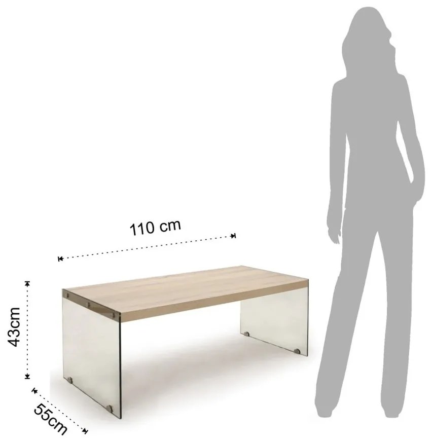 Naturalny stolik z blatem w dekorze dębu 55x110 cm Nancy – Tomasucci