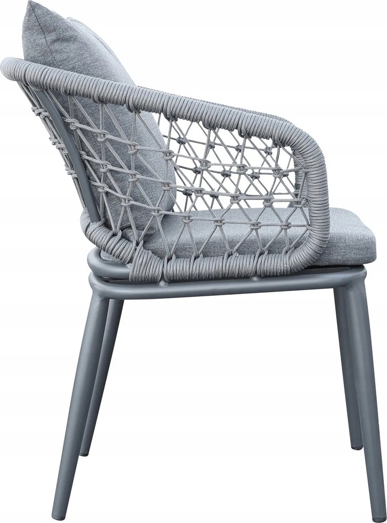 Krzesło ogrodowe aluminiowe antracyt taras sznurowane lekka rama 58x66x79cm