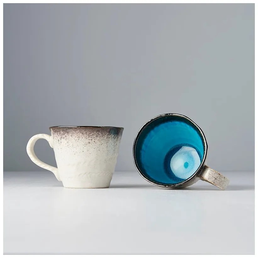Niebiesko-biały ceramiczny kubek MIJ, 250 ml