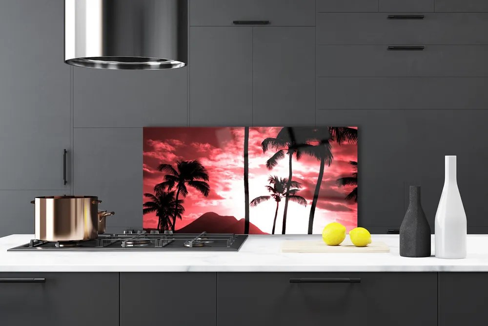 Szkło do Kuchni na Ścianę Egzotyczne Góry W Słońcu