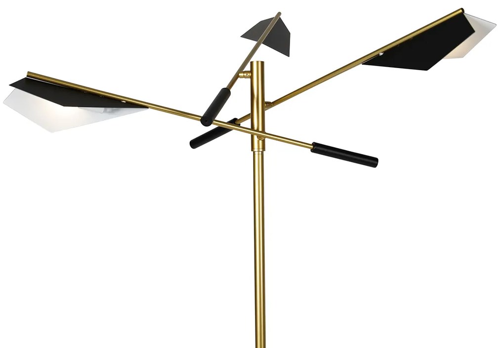 Designerska lampa podłogowa czarna ze złotem 3-światła - SinemDesignerski Oswietlenie wewnetrzne