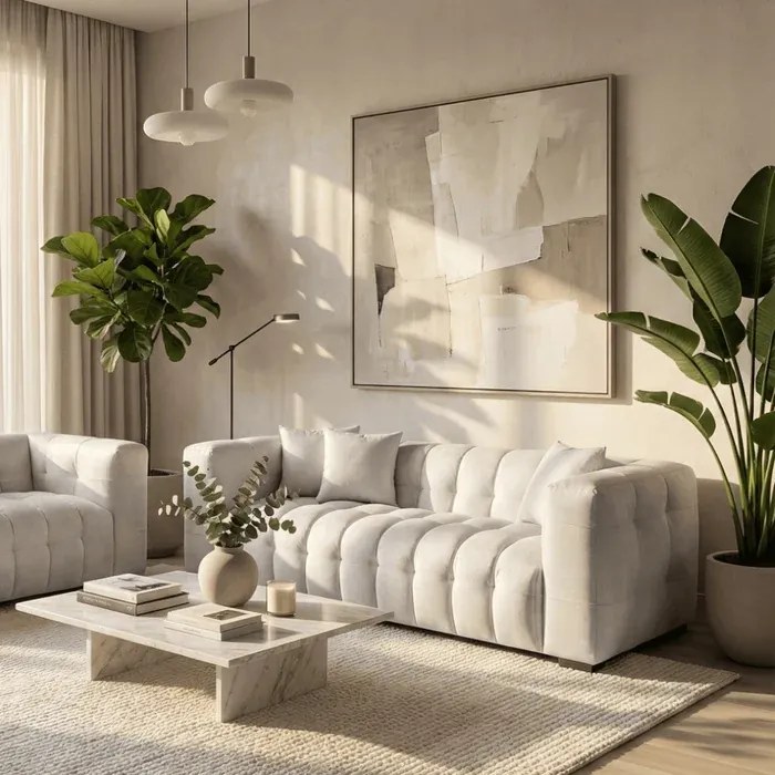 Sofa MODERNO 3S Trzyosobowa Kremowa Welurowa Nowoczesna
