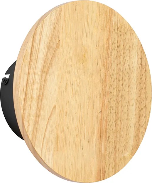 Rustykalna lampa ścienna okrągła z drewna - Pulley