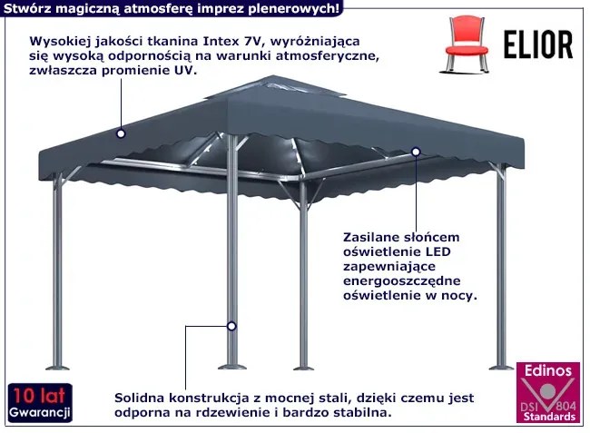Namiot ogrodowy z lampkami LED antracyt - Ofrex