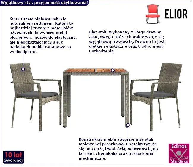 Zestaw ogrodowy rattanowy z poduszkami na krzesła H9-M24