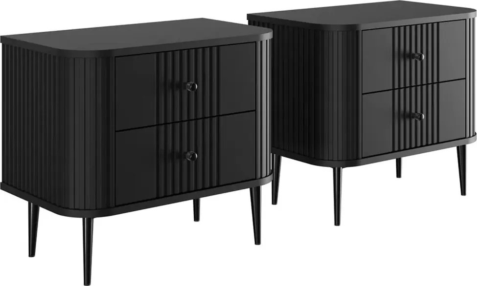Zestaw szafek nocnych Vesper 56 cm - czarny / czarne nogi