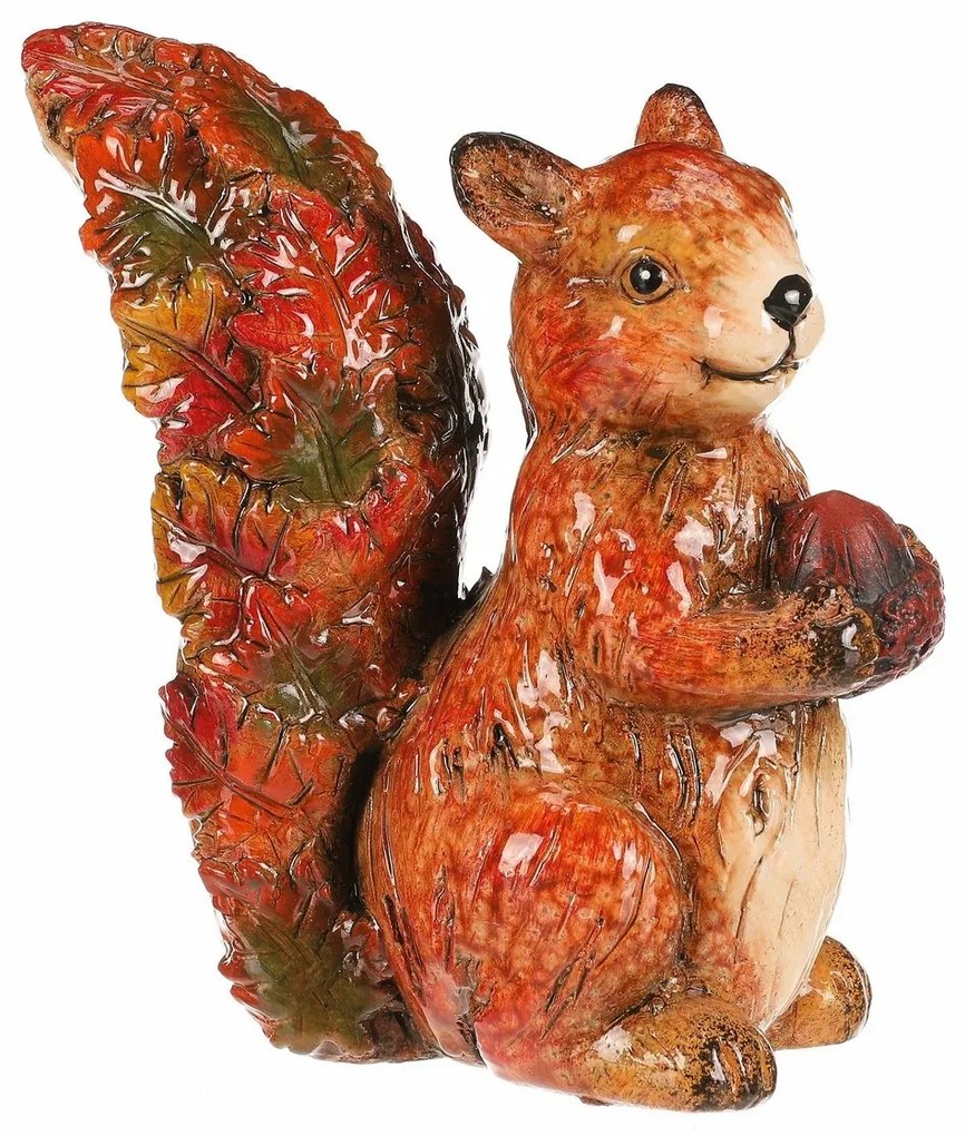 Jesienna dekoracja Wiewiórka z orzechem, 12 x 7 x13 cm, ceramika