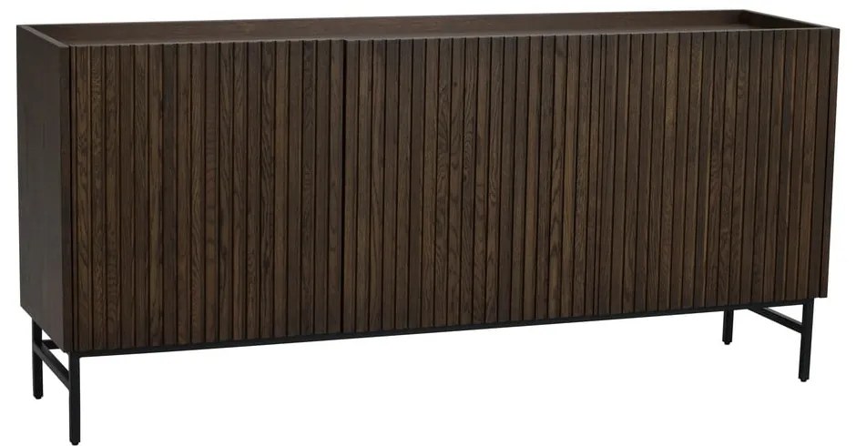 Ciemnobrązowa niska komoda z litego drewna dębowego 160x75 cm Halifax – Rowico