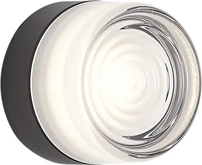 Designerski kinkiet czarny ze szkłem opalowym IP44 - Michele