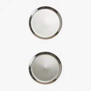 Zestaw 2 Talerzy Płaskich Ø15 Cm Ze Stali Nierdzewnej Lorne Stal Nierdzewna - Sklum