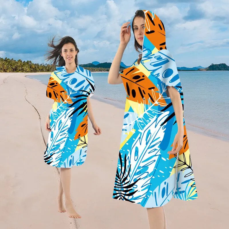 Ponczo plażowe SUMMER FRESH niebiesko-żółte 80x145 cm