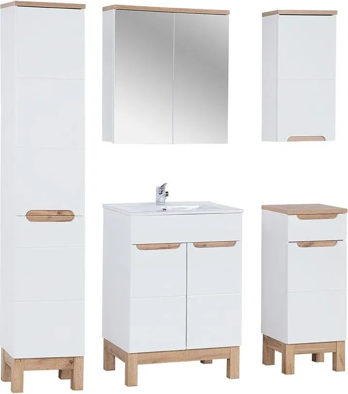 Zestaw mebli łazienkowych z koszem  60 cm Biały połyskM2-C54