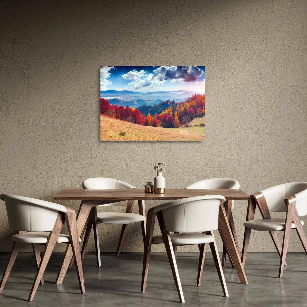 Obraz na szkle kolorowego jesiennego krajobrazu (70x50 cm)