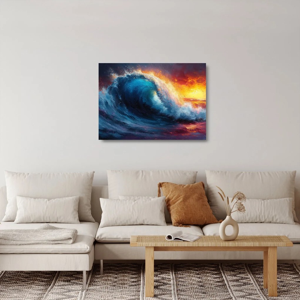 Obraz na szkle - Fala o zachodzie słońca (70x50 cm)
