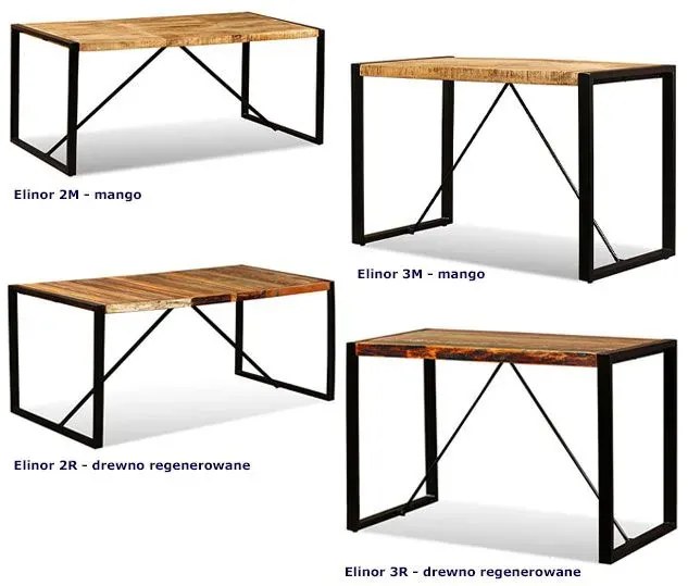 Industrialny stół Elinor 2R 180 cm - drewno regenerowane