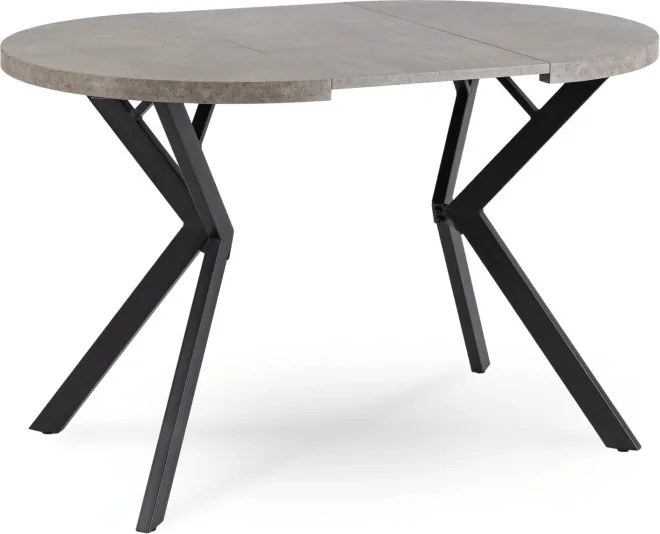 Stół Okrągły Rozkładany DORIAN 80-160 cm Beton/Czarny Nowoczesny Loft