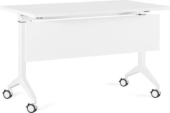 Biurko pracownicze z panelem maskującym Yumi S 120x70 cm biały/biały
