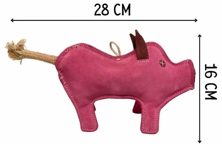 PafDog Świnka Pinky zabawka dla psa ze skóry i juty, 28 cm