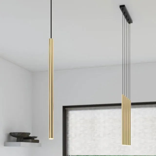 Lampa wisząca wąska tuba złoty połysk - 12X A377 D3-T71