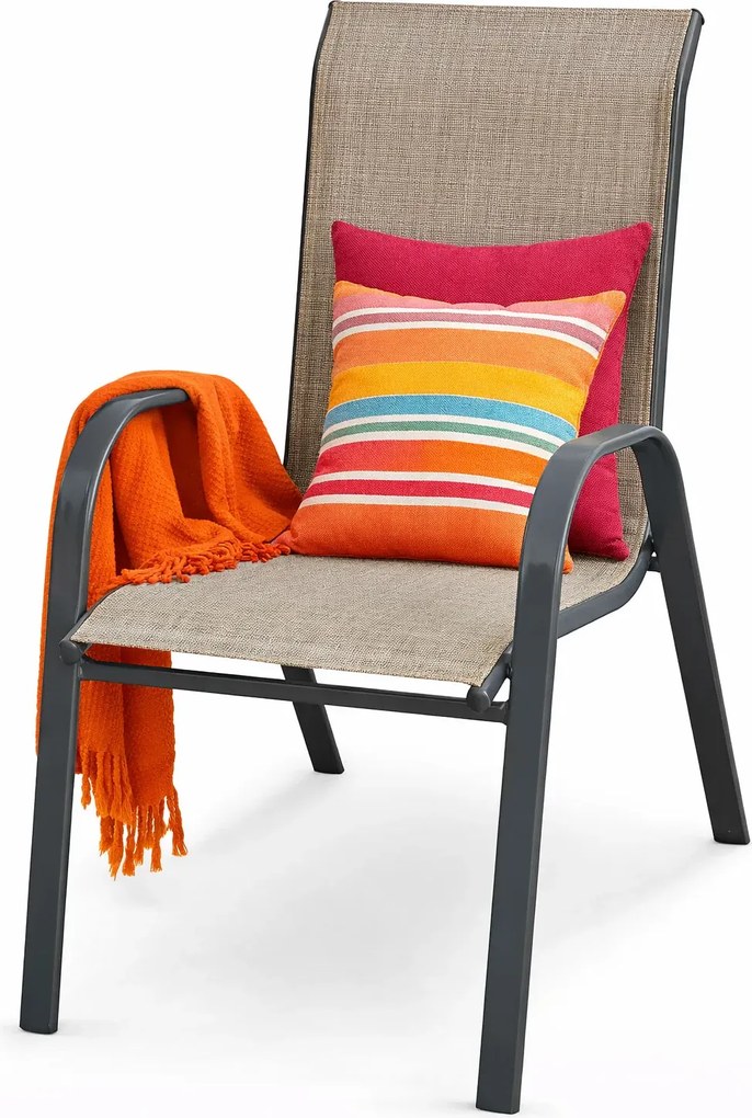 Popielate Modne Krzesło Ogrodowe, Tarasowe N7-E42