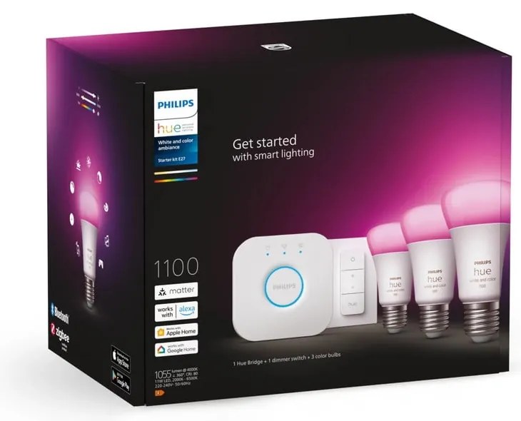 Inteligentny zestaw startowy 5 szt. z gwintem E27, 11 W White and color ambiance – Philips Hue