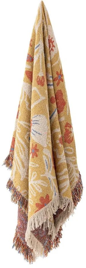 Żółty koc z bawełny z recyklingu 130x160 cm Reims – Bloomingville