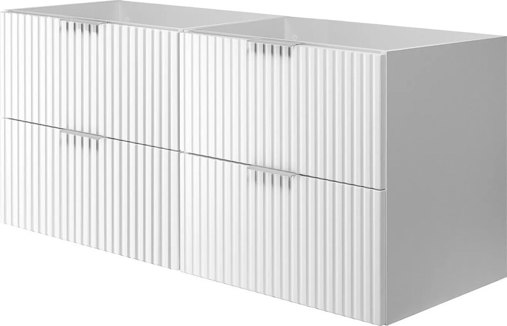 Szafka pod umywalkę, Biały, 120 (2 x 60) x 57 x 46 cm, uchwyt srebrny, bez blatu