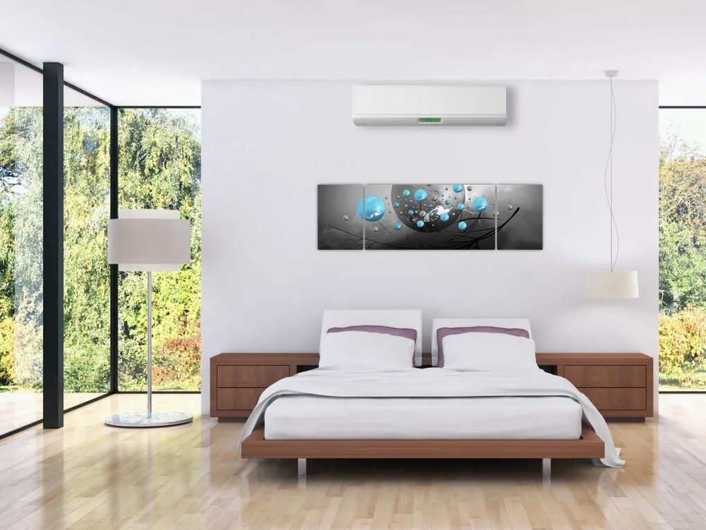 Obraz - jasnoniebieskie abstrakcyjne kule (170x50 cm)