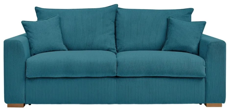 Niebieska sztruksowa rozkładana sofa 225 cm Augustin – Bobochic Paris