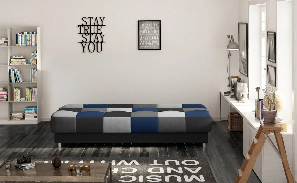 Sofa rozkładana z funkcją spania CAYO VELVET czarna/szara/granatowa ELTAP