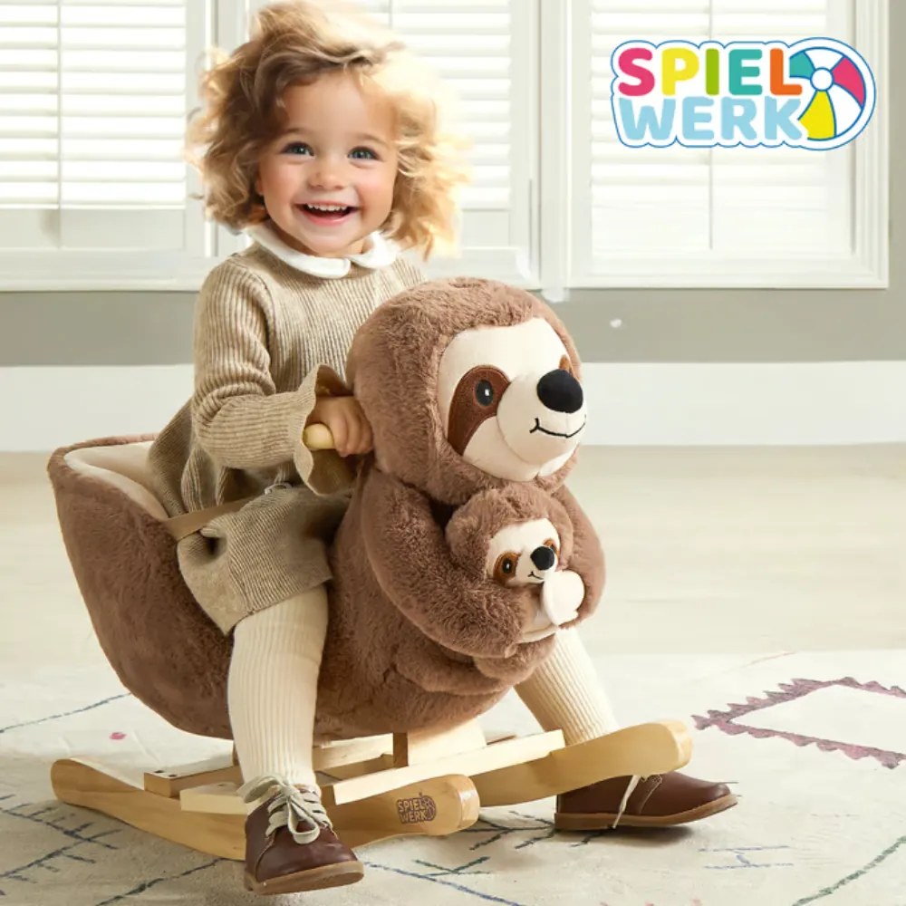 Leniwiec na biegunach z pasem bezpieczeństwa, brązowy Spielwerk